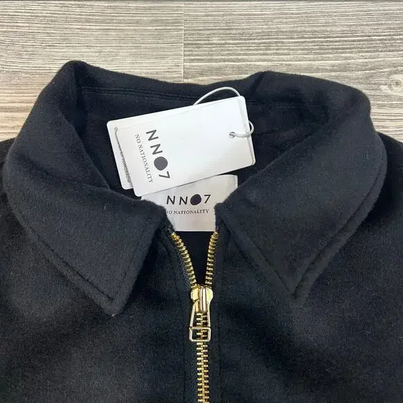 NN07 No Nationality Black Jacket NWT Large Gold Zipper $550 Premium Menswear